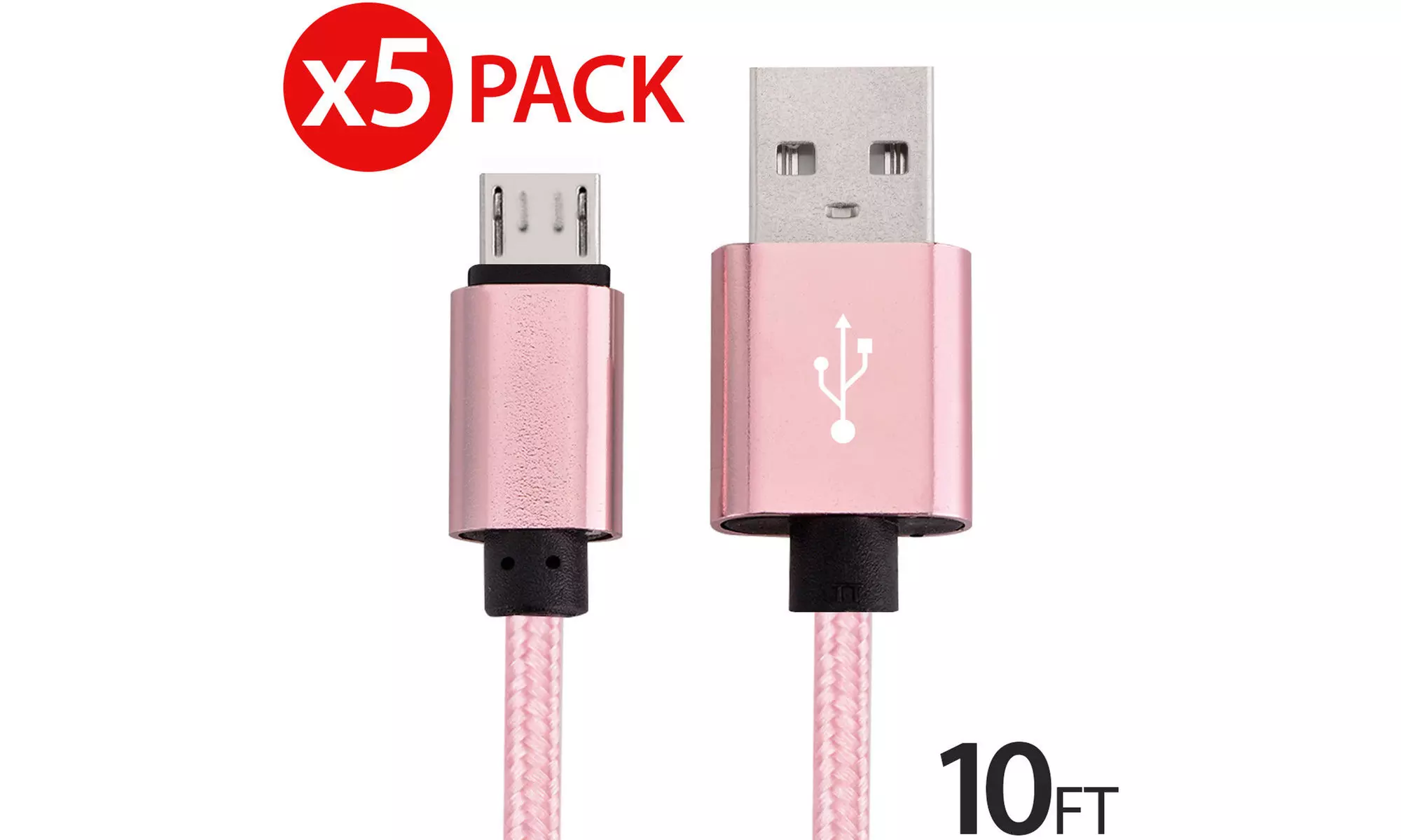 5x Micro USB Fast Charger Data Sync Cable Nylon Braided Cord for Samsung Android - Primary Image