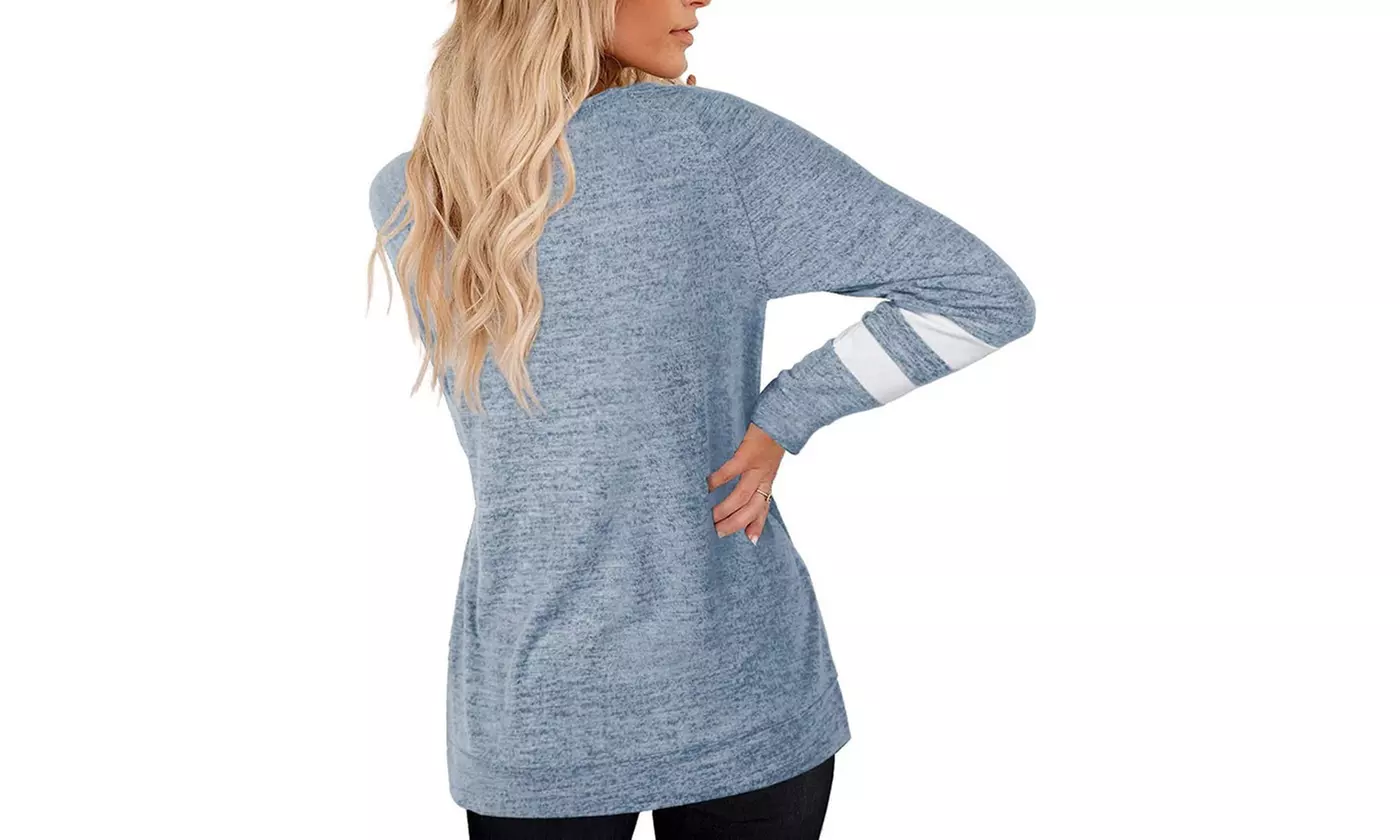 LESIES Women's V-Neck Tunic Style Short or Long Sleeve T-Shirts (S-2XL)
