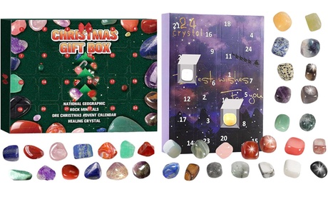 2024 Natural Crystal Agate Stone Advent Calendar (24 Unique Crystals) GREEN Unisex Child