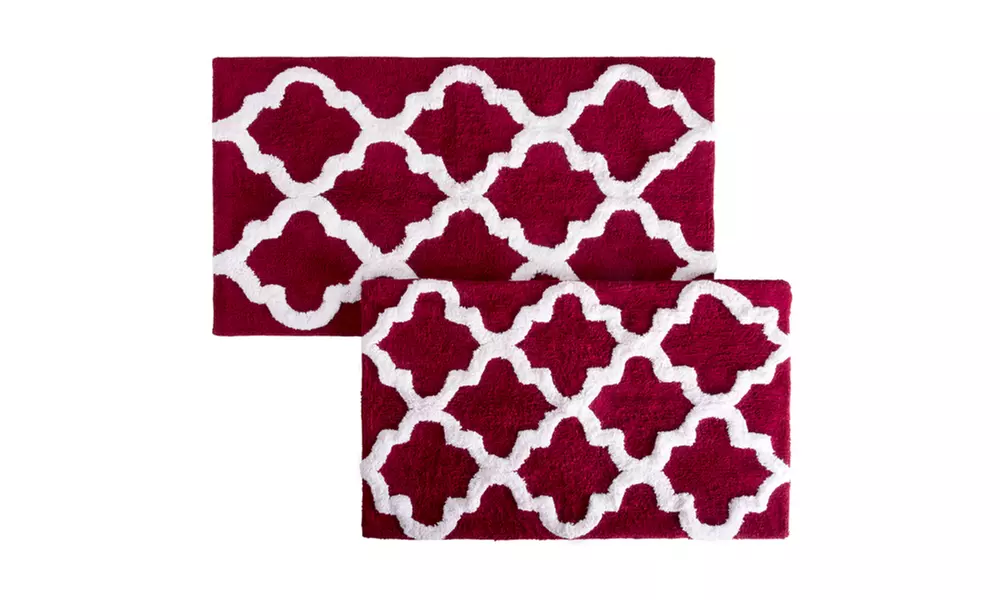Lavish Home 100% Cotton Trellis Bath Mat Set (2-Piece)