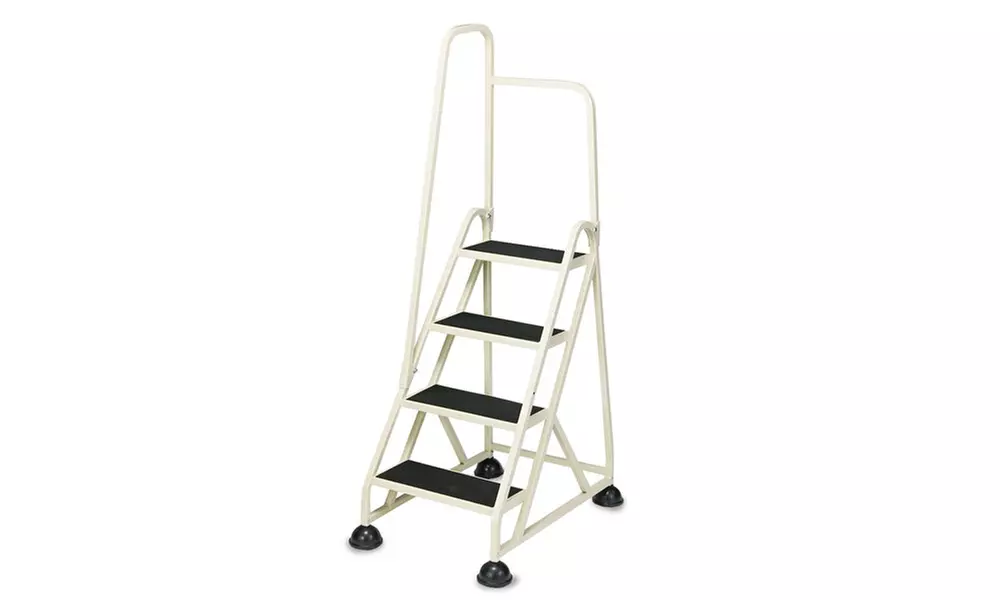Cramer Stop Step Folding Aluminum Handrail Ladder, 4 Step, Beige - Primary Image