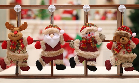 ItBelongs2U Four-Piece Christmas Hanging Ornaments Santa+Snowman+Elk+Bear