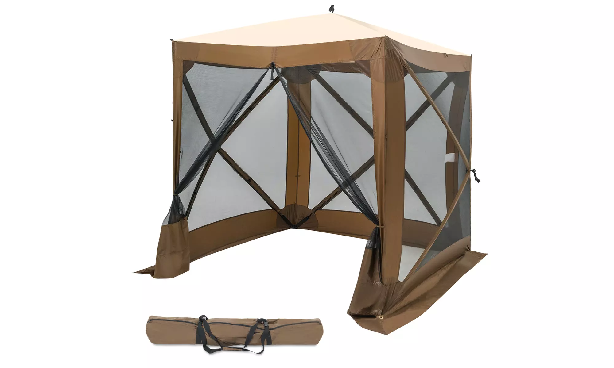 72x 72 Portable Pop Up 4 Sided Canopy Instant Gazebo Screen Tent Shelter Brown - Primary Image