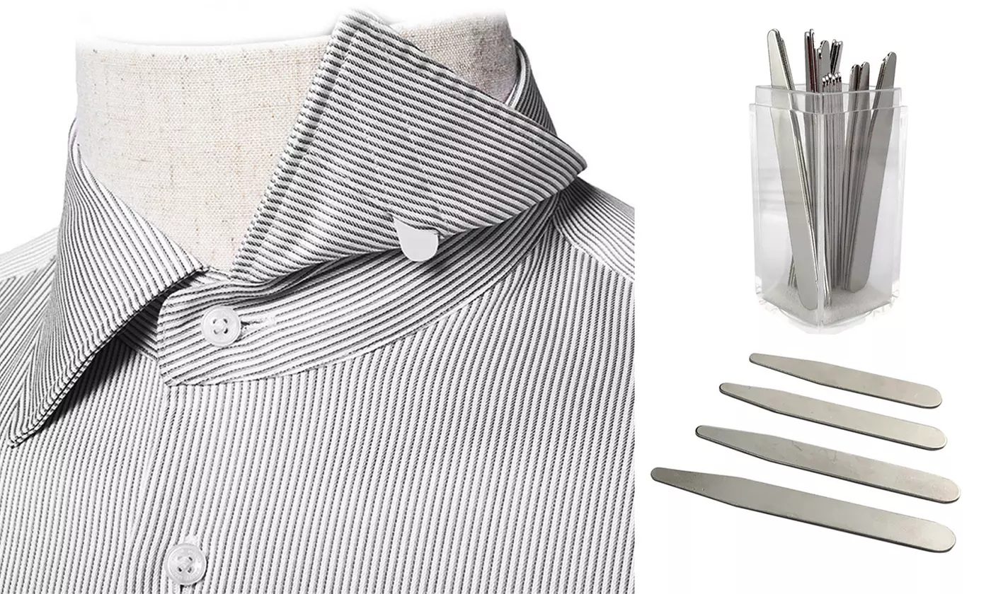 4 Various Sizes 40/10 Metal Shirt Collar Stays Stays Bones Stiffeners - Primary Image