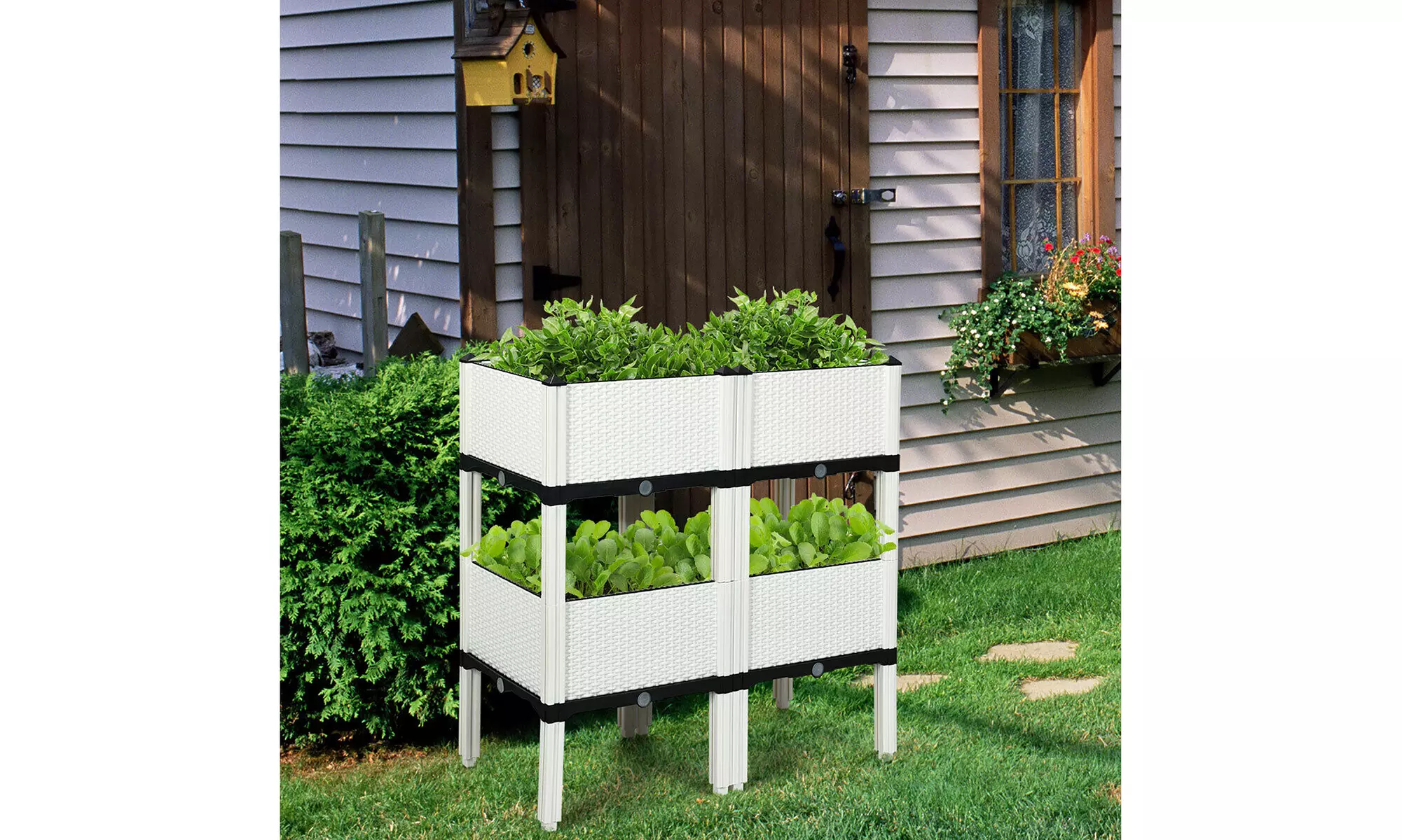 Costway Set of 4 Raised Garden Bed Elevated Flower Vegetable Herb Grow Planter