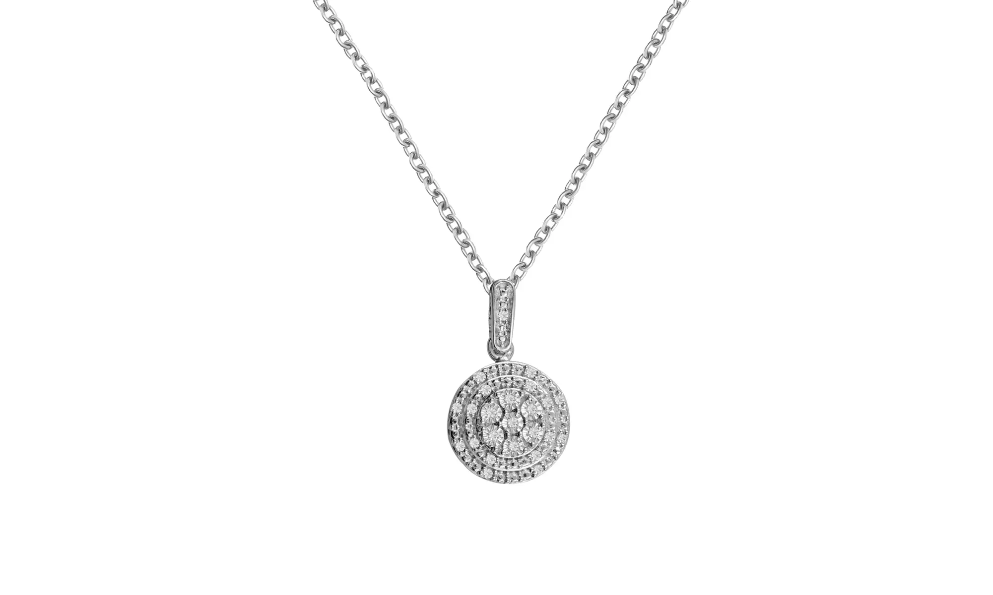 1/10 Cttw Diamond Cluster Pendant In Sterling Silver By DiamondMuse - Second Medium