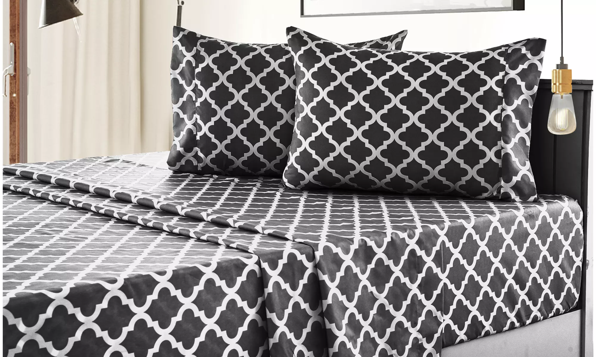 Quatrefoil 1800 Egyptian Quality Hypoallergenic Microfiber Sheet Set - Lux Decor