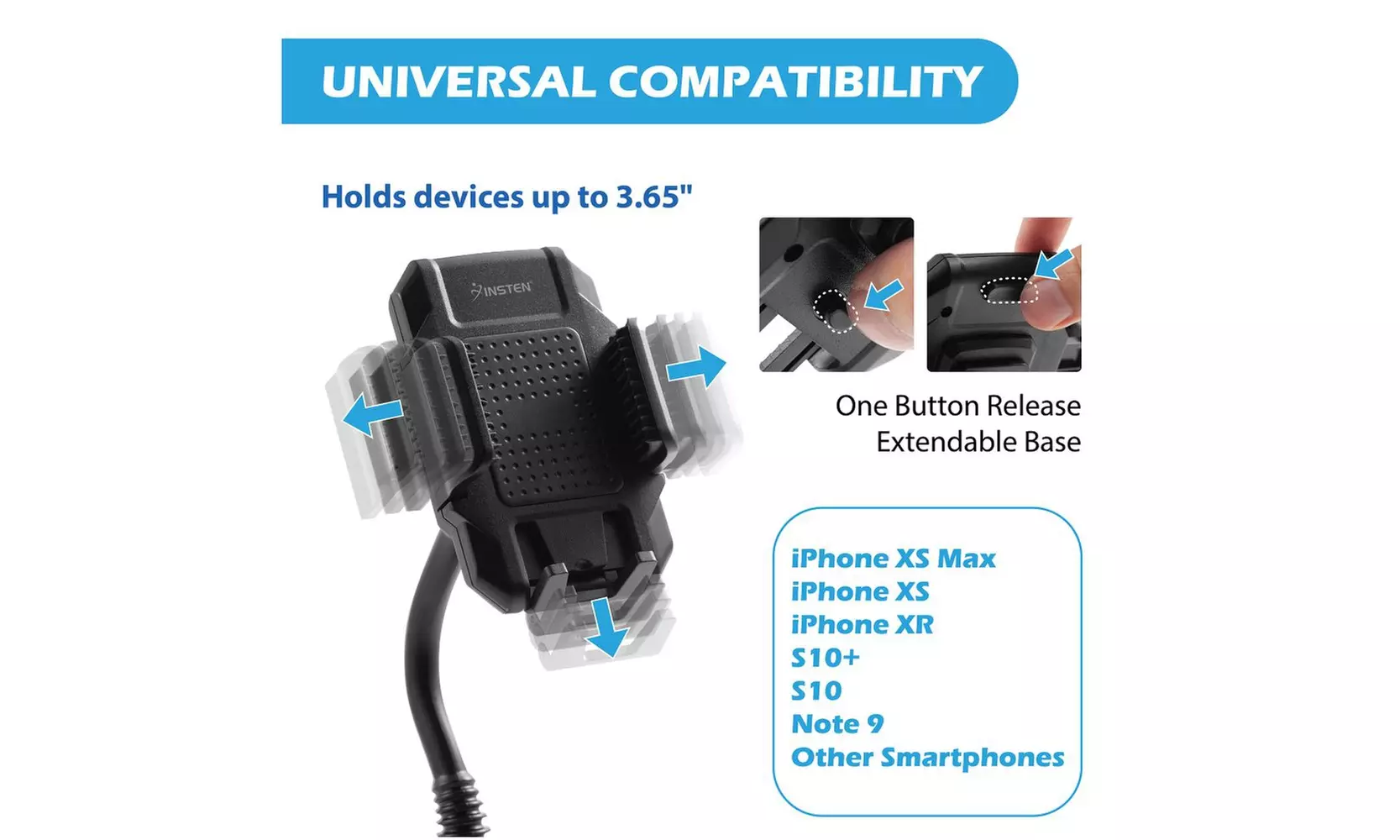 Insten Universal Adjustable Gooseneck Car Mount Cup Holder Cradle For iPhone - Second Medium