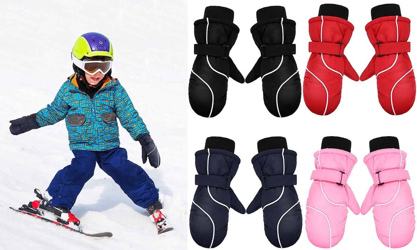 Kids Winter Warm Ski Mitten Waterproof Snow Gloves for 4-9 Years