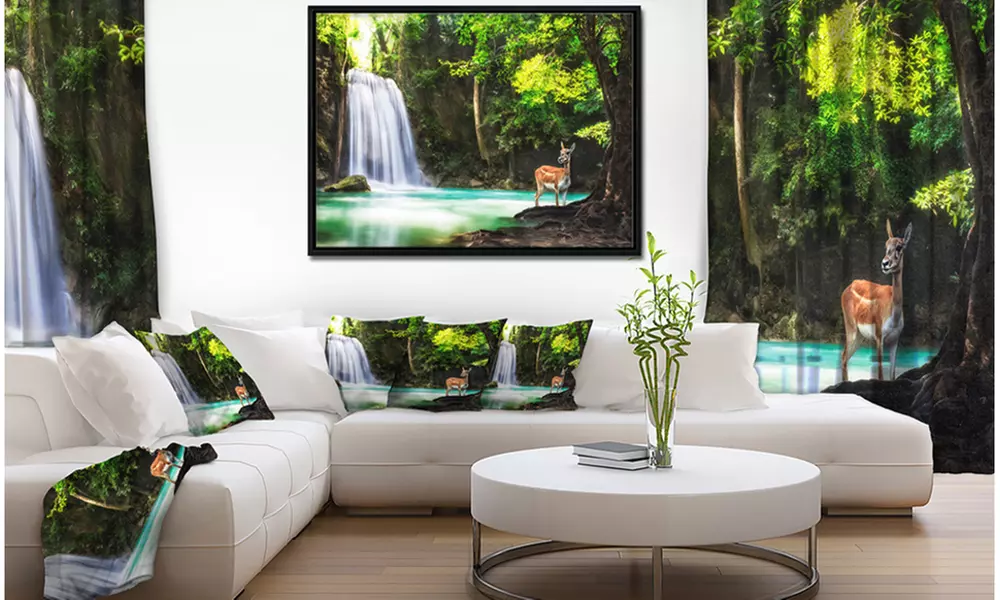 Erawan Waterfall - Large Landscape Photo Framed Canvas Art Print - Primary Image