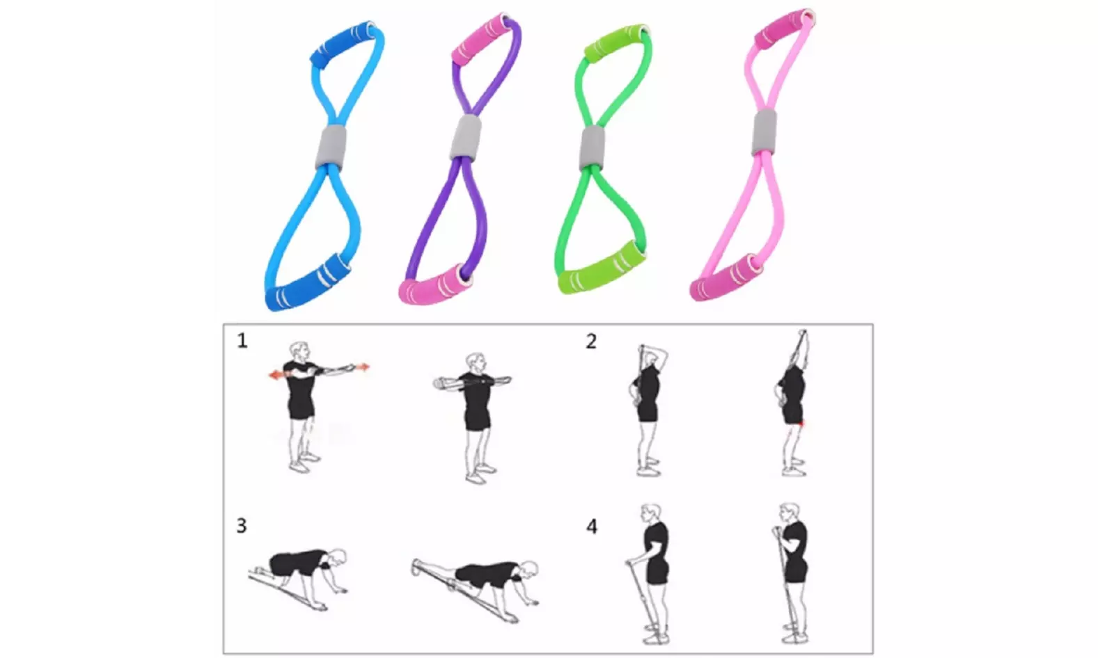 Stretch Band Rope Latex Rubber Arm Resistance Fitness Exercise Pilates Yoga Gym