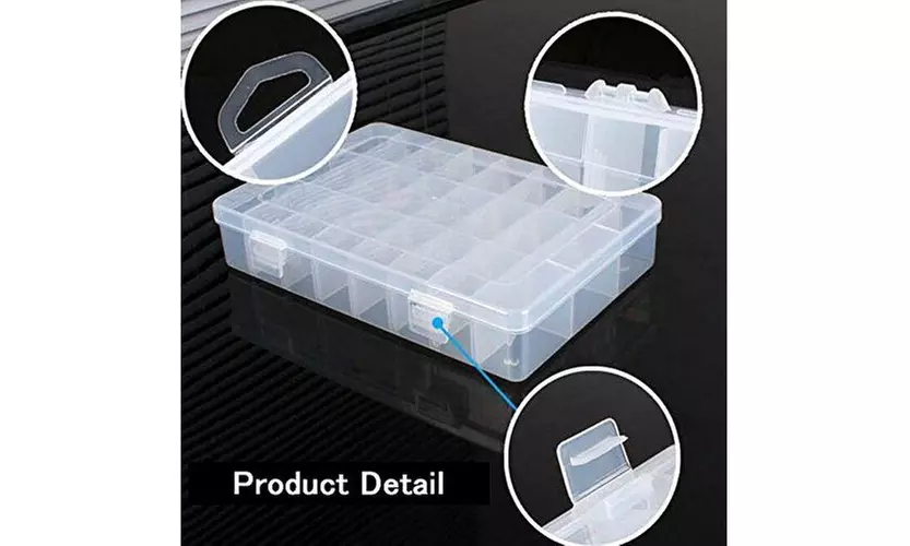 2-Pack 24 Grids Plastic Storage Box Jewelry Earring Tool Containers Organizer