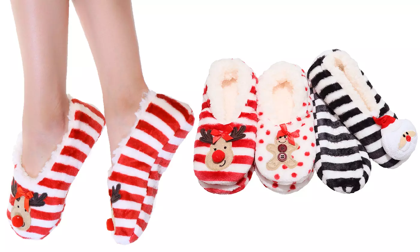 Angelina 3 Pair Cozy Warm Sherpa-Lined Indoor Slipper Socks - Primary Image
