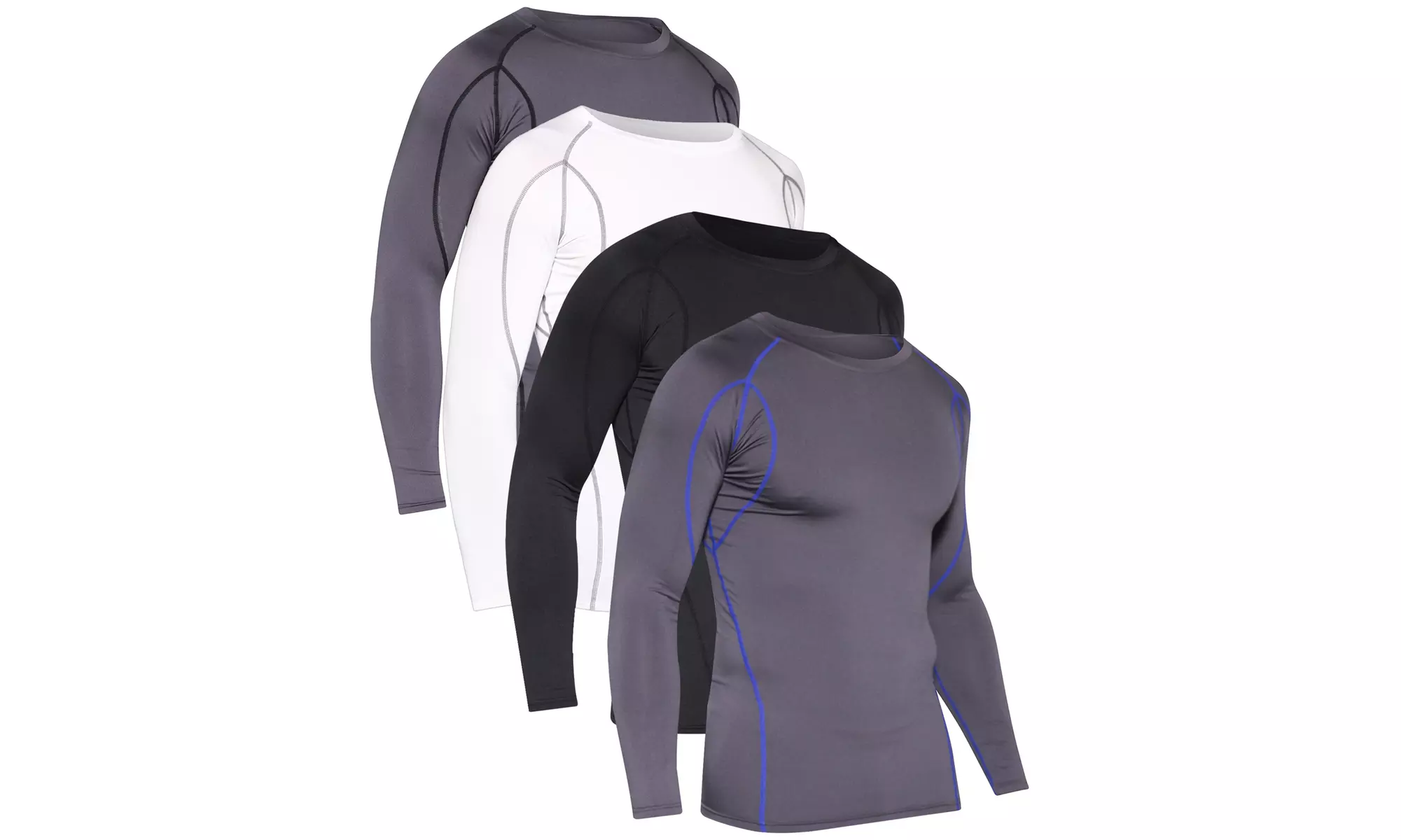 4-Pack Men's Compression Active Workout Long Sleeve Shirts (S-2XL) - Second Medium