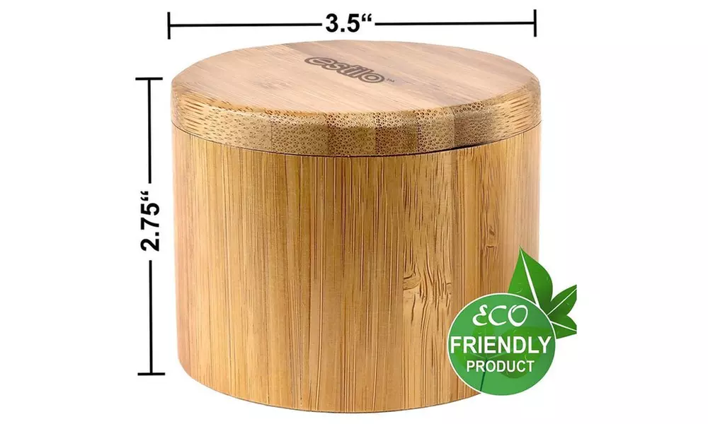 Estilo 100% Natural Bamboo Salt and Spice Box with Lid Set 2, Bamboo - Primary Image