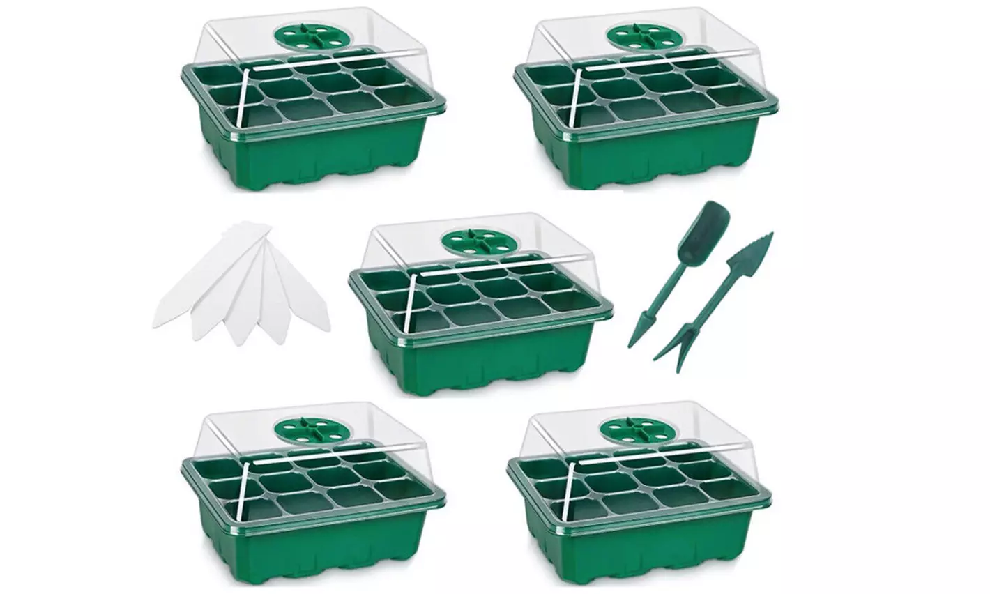 5 Pack Seed Starter Tray Plant Starter Kit with Humidit Domes Greenhouse Kit - Second Medium