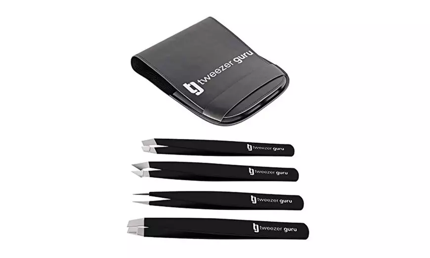 Tweezer Guru  Tweezers Set 4-piece Stainless Steel Slant Tip - Primary Image