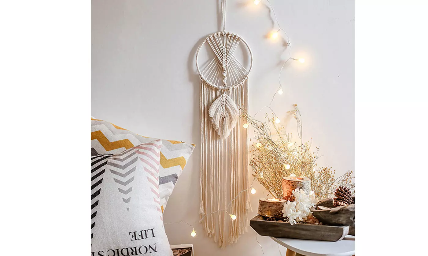 Macrame Star Moon Dream Catcher Boho Wall Hanging Ornament