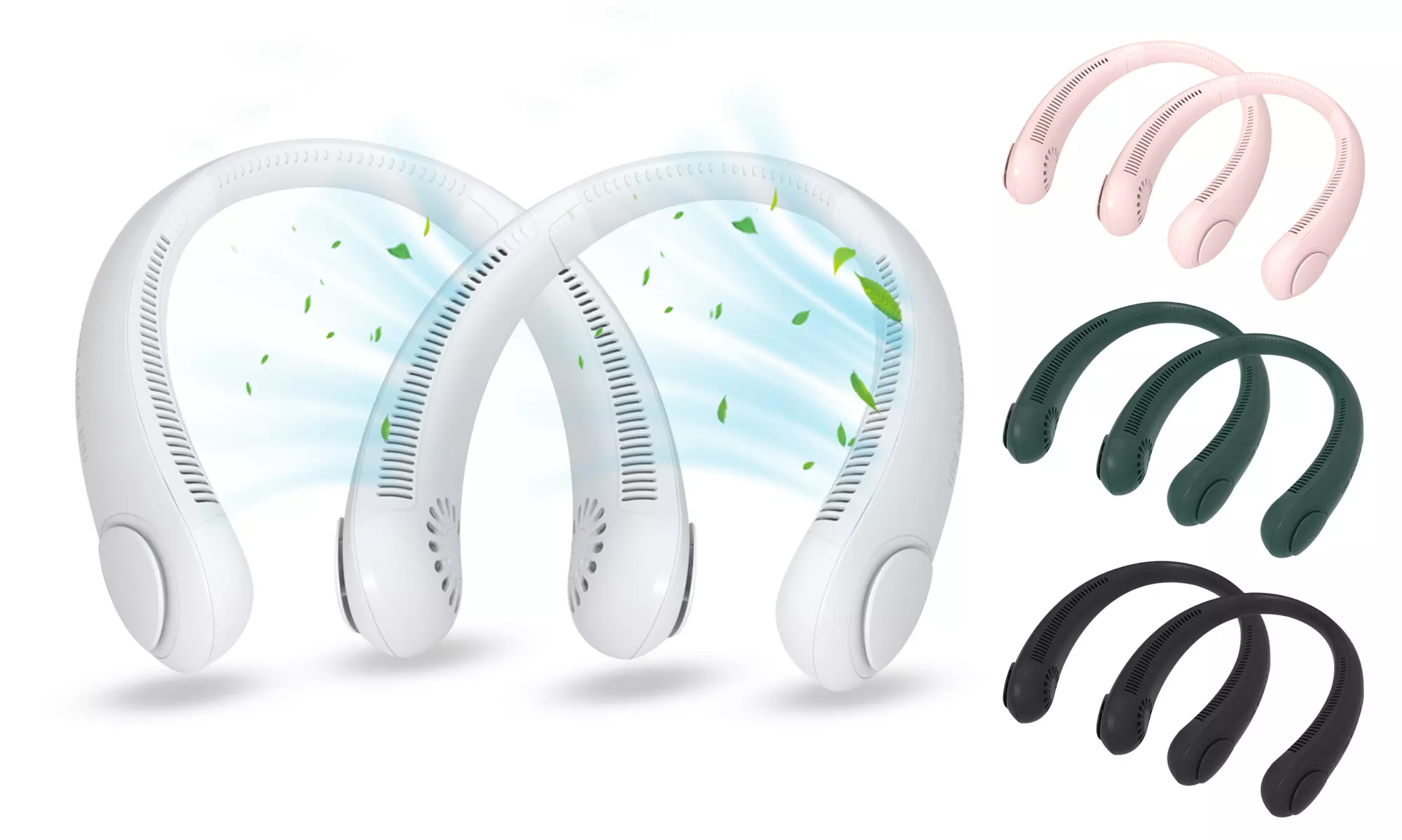 2 Pack Portable Neck Fan Wireless Fans Hands Free Bladeless Fan with 3 Speeds - Primary Image