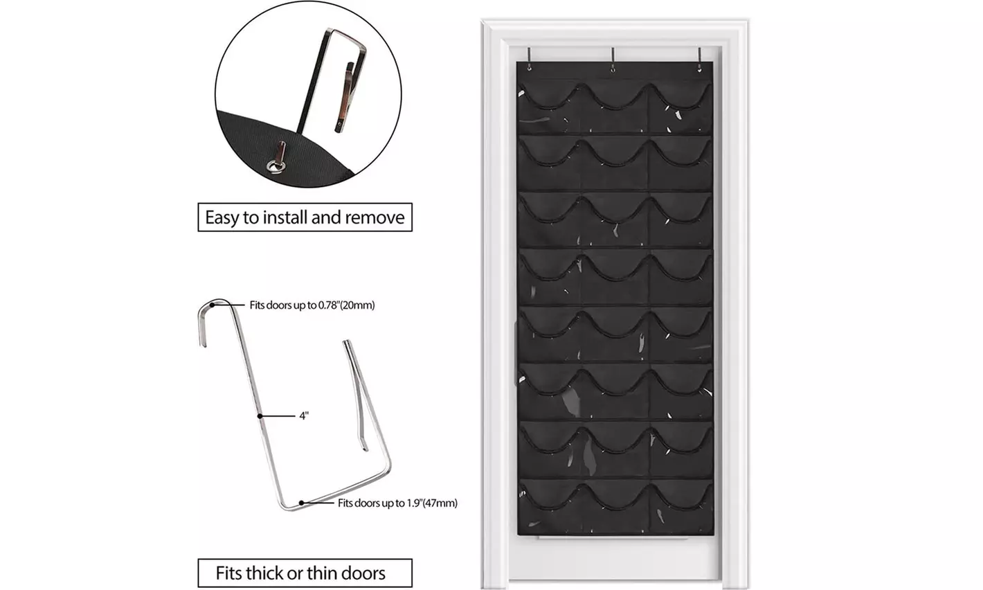 Hat Rack Organizer Baseball Holder 24 Deep Storage Pockets Door Wall Caps Stand