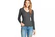 Ladies fashion long sleeve v-neck fitted rib sweater top - Second Medium