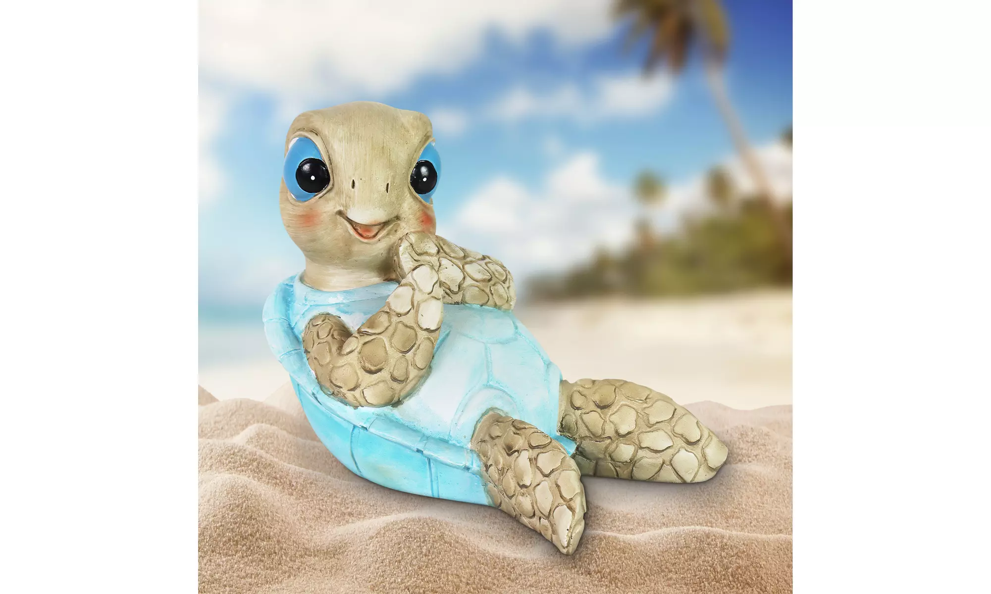 Exhart Hand Painted Sunning Beach Turtle Décor - Primary Image