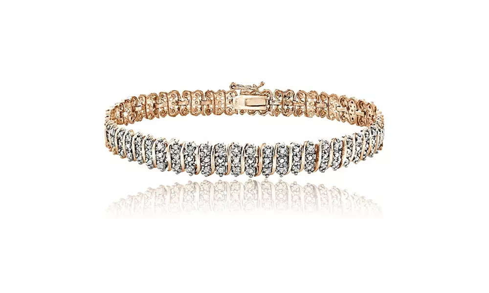 Rose Gold Tone 1.00 Carat Diamond S Tennis Bracelet - Primary Image