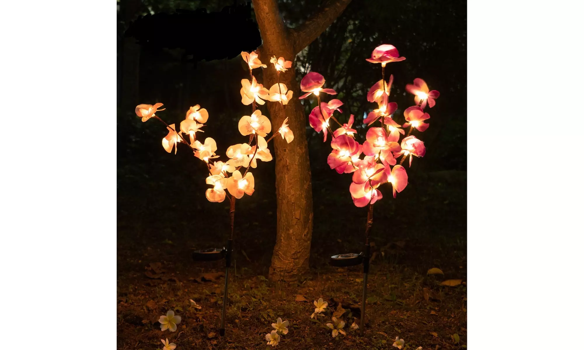 2 PCS Solar Orchids Flower Light, LED Warm White Garden Decorative Lights - Primary Image