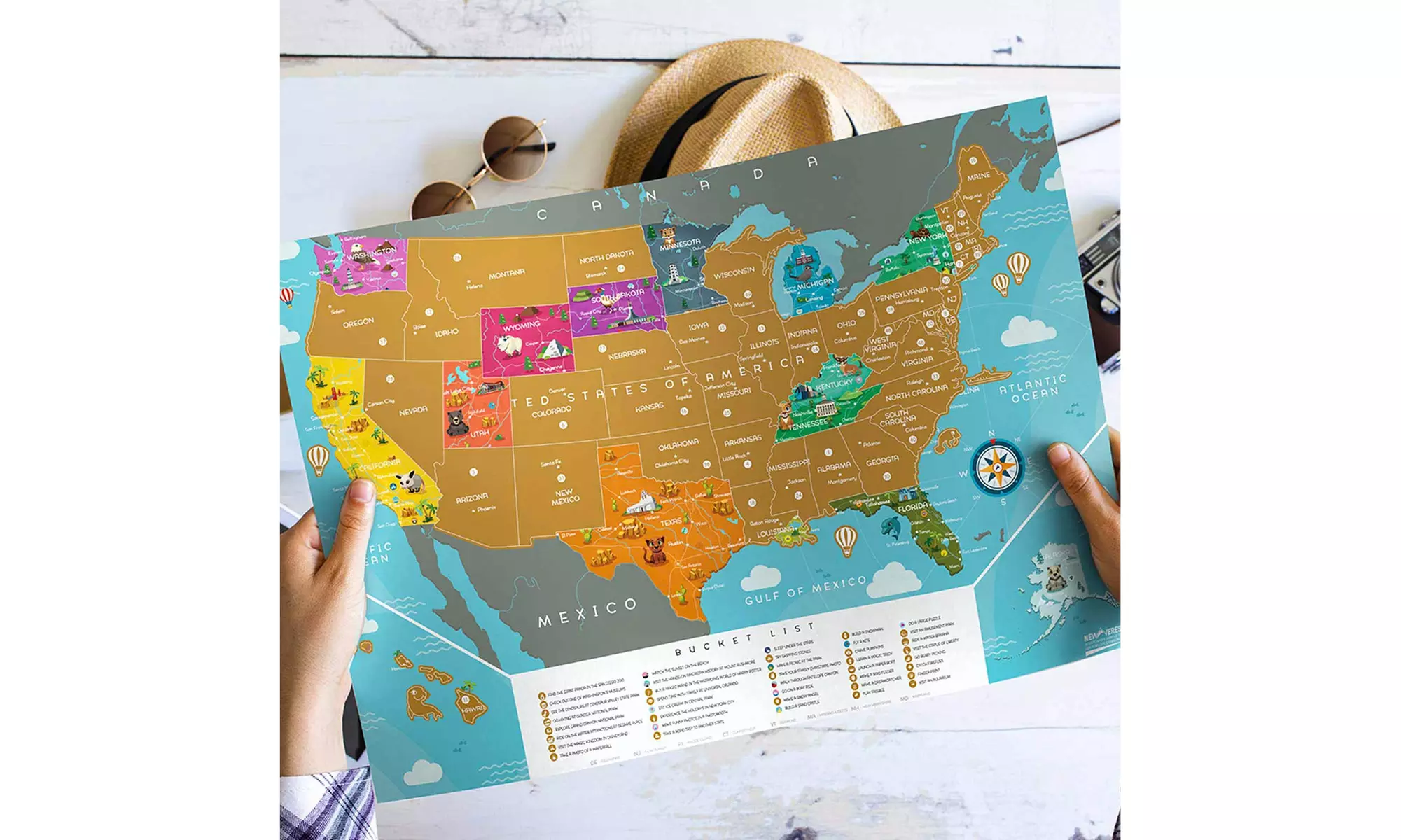 Newverest Scratch Off Map of The USA - for Kids & Adults - Primary Image