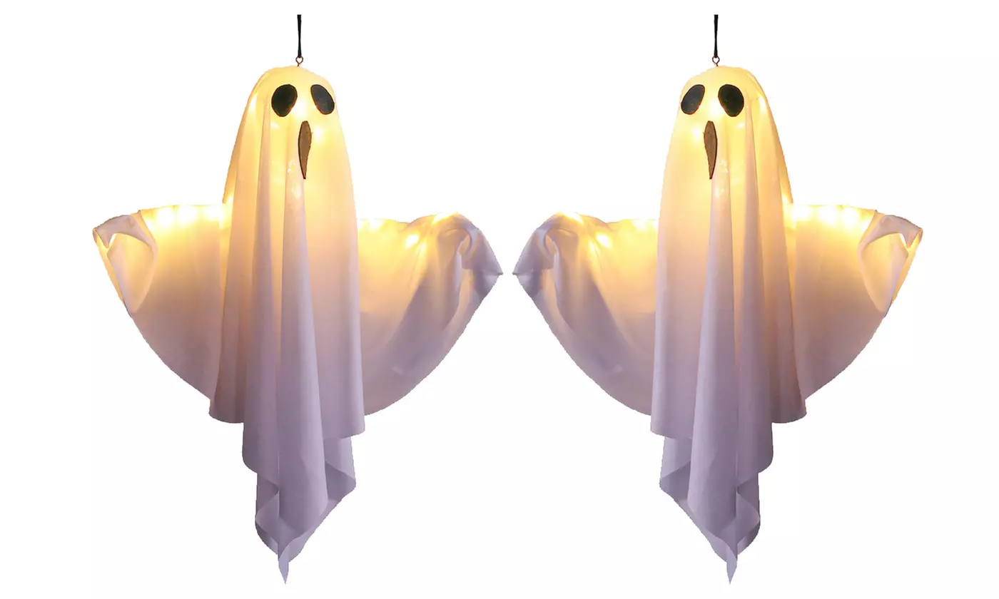 Halloween Light Up Hanging Glowing Ghost Pumpkin Flying Ghost Decoration