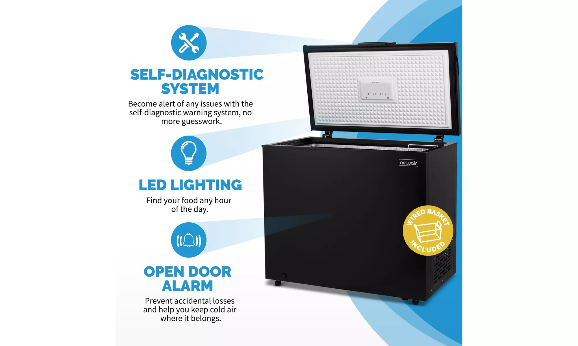 Newair 7 Cu. Ft. Compact Chest Freezer, Digital Temperature Control