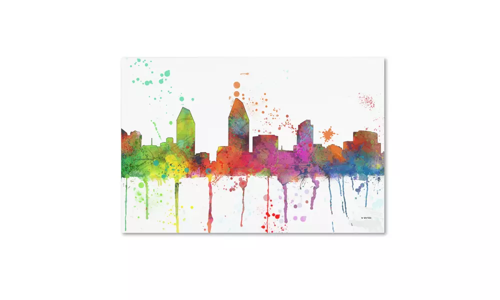 Marlene Watson 'San Diego California Skyline Mclr-1' Canvas Art - Second Medium