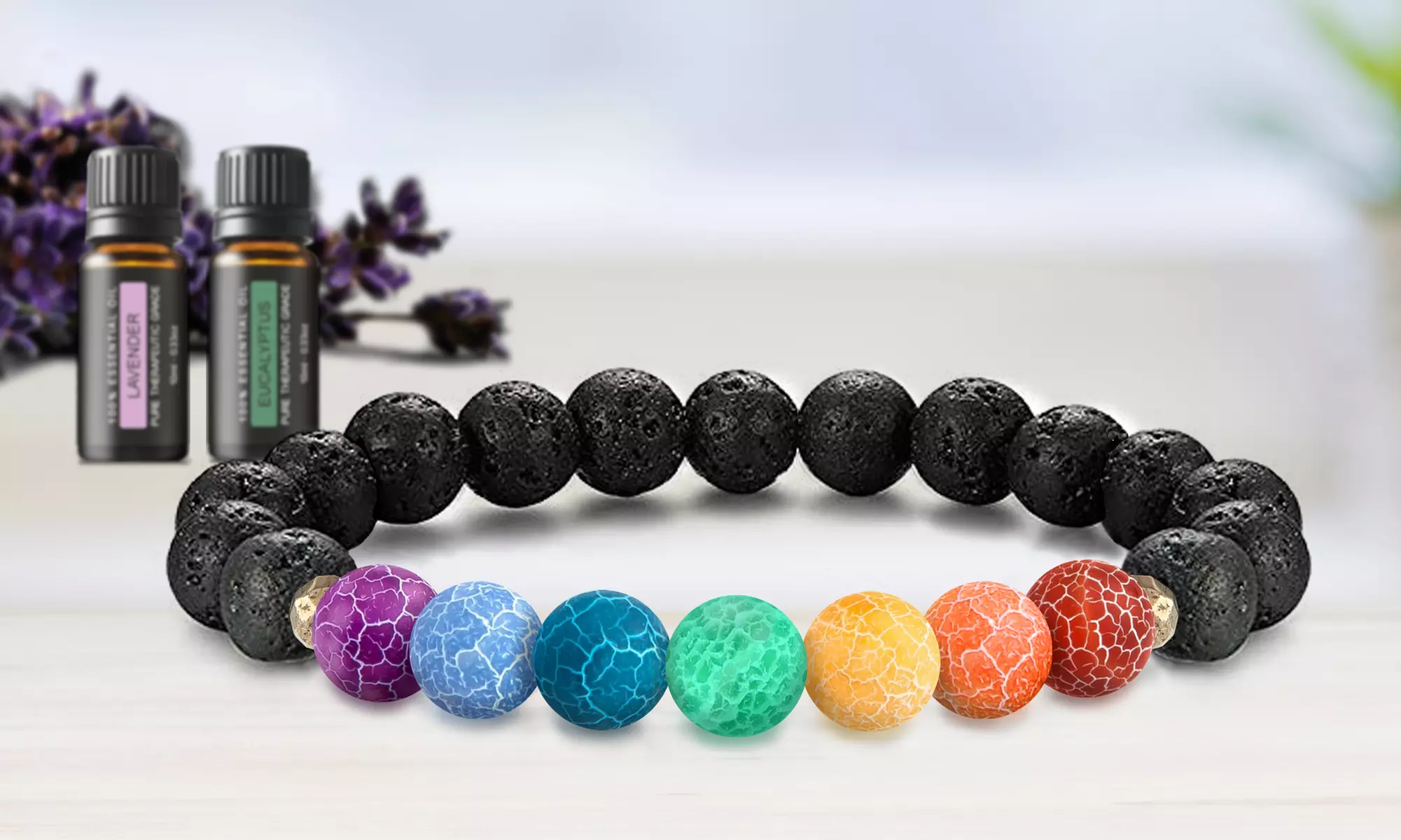 Lava Stone Brights Energy Diffuser Bracelet with Optional Essential Oils - Primary Image