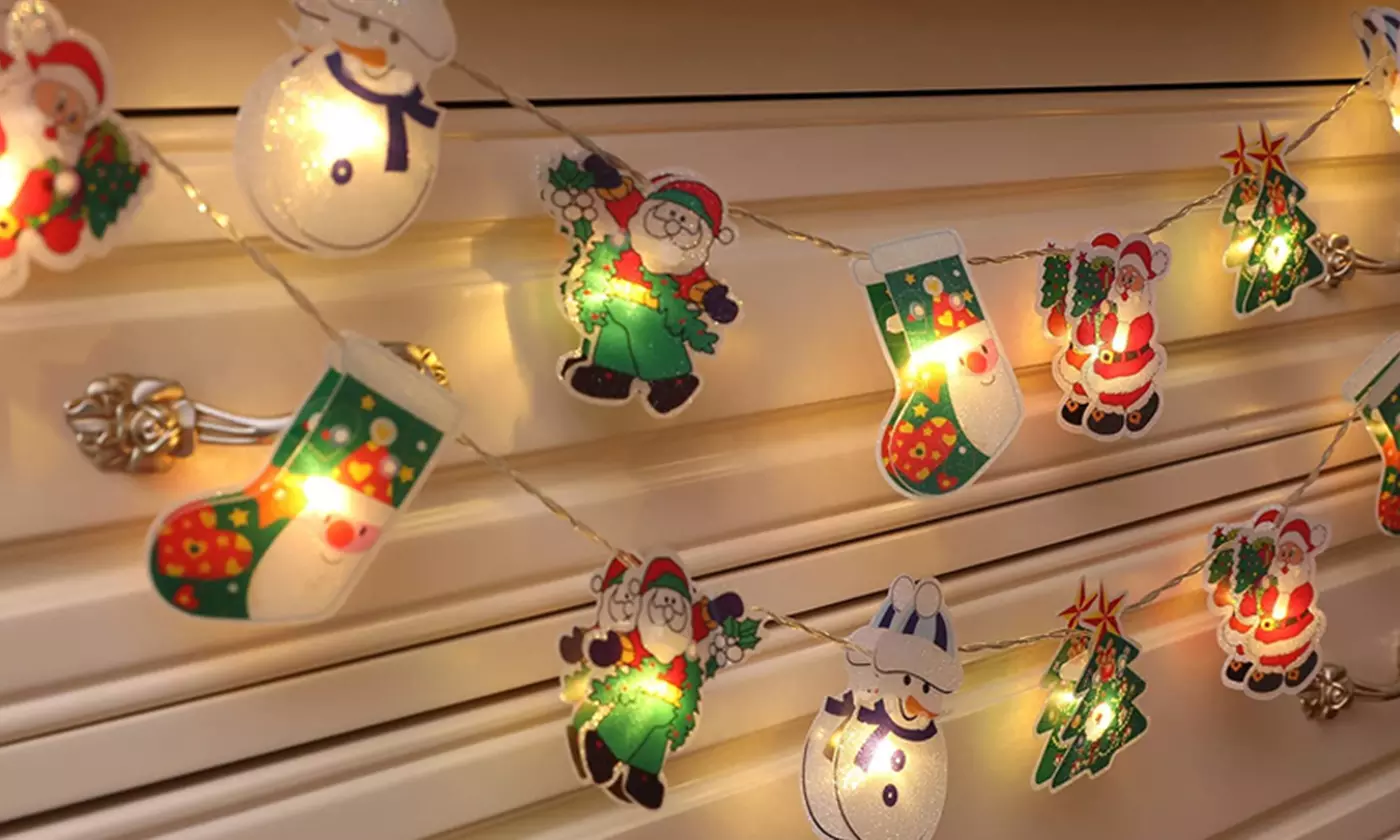 8.2ft Christmas 20 LED String Light Santa Snowman Tree Lights Fairy Decorative