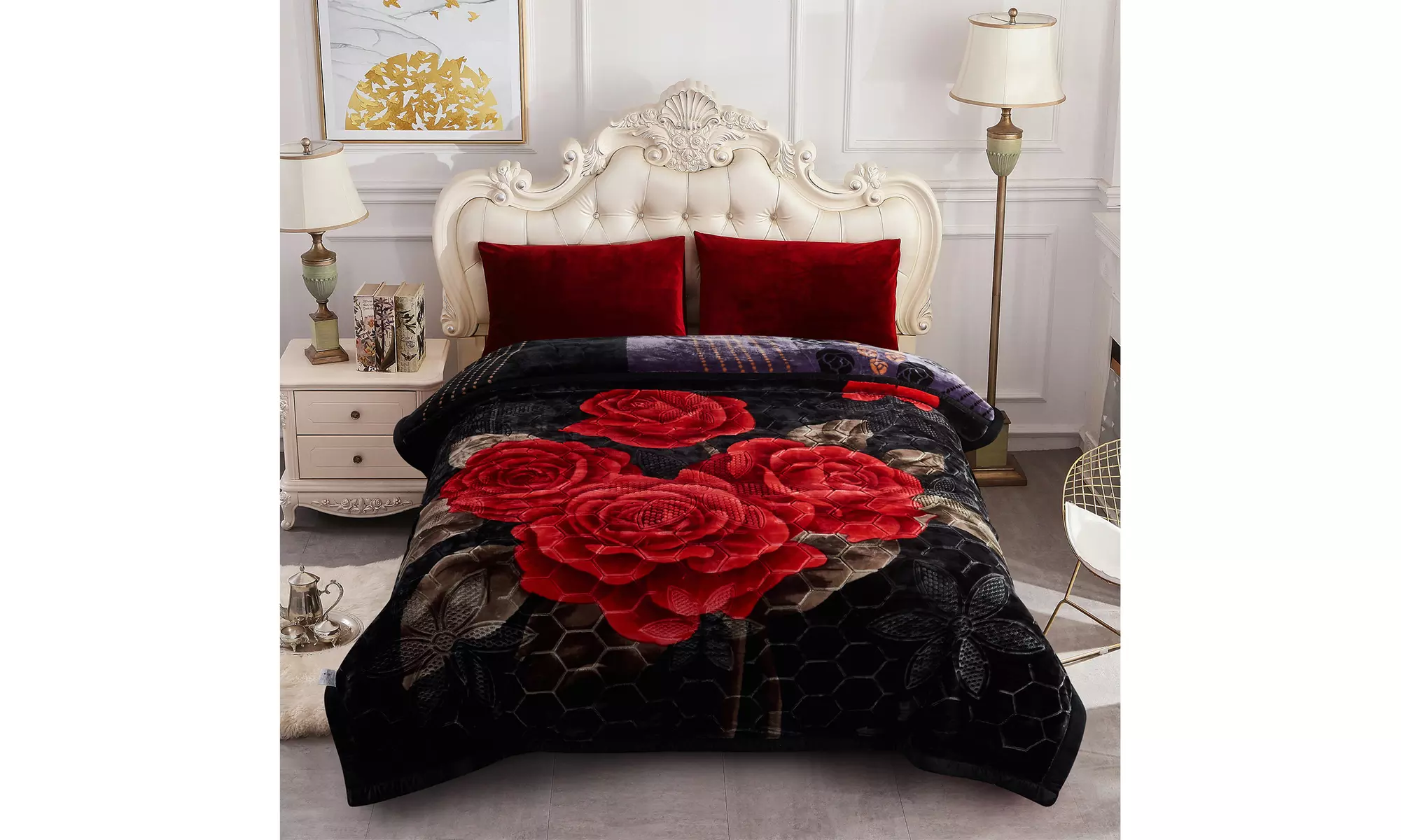 JML Heavy Fleece Blanket,2 Ply Printed Bed Blanket For King Size,85"x93",10Lb