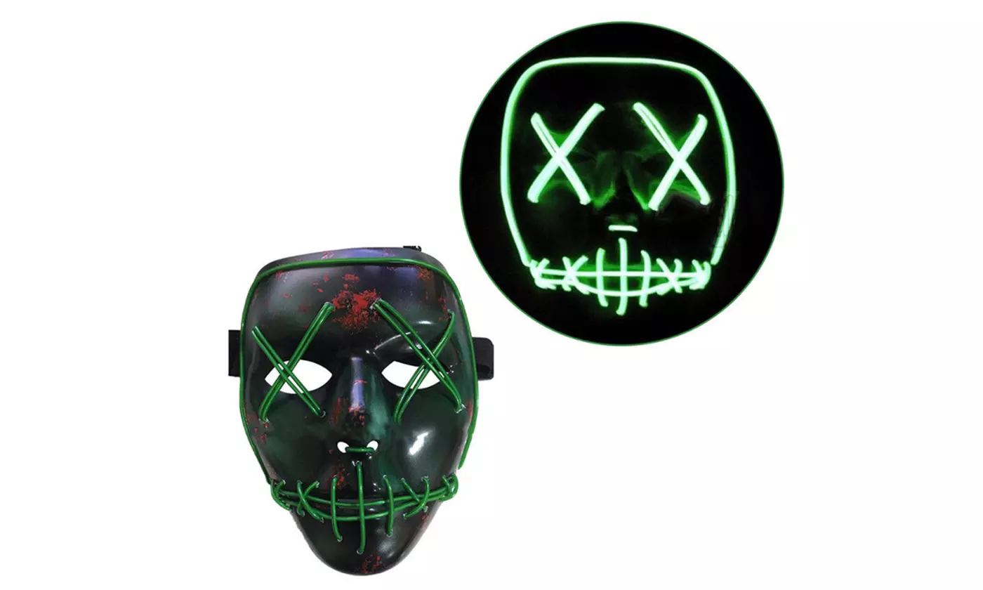 Halloween Prank The Purge LED Mask Props EL Wire Party Cosplay Face Mask - Second Medium