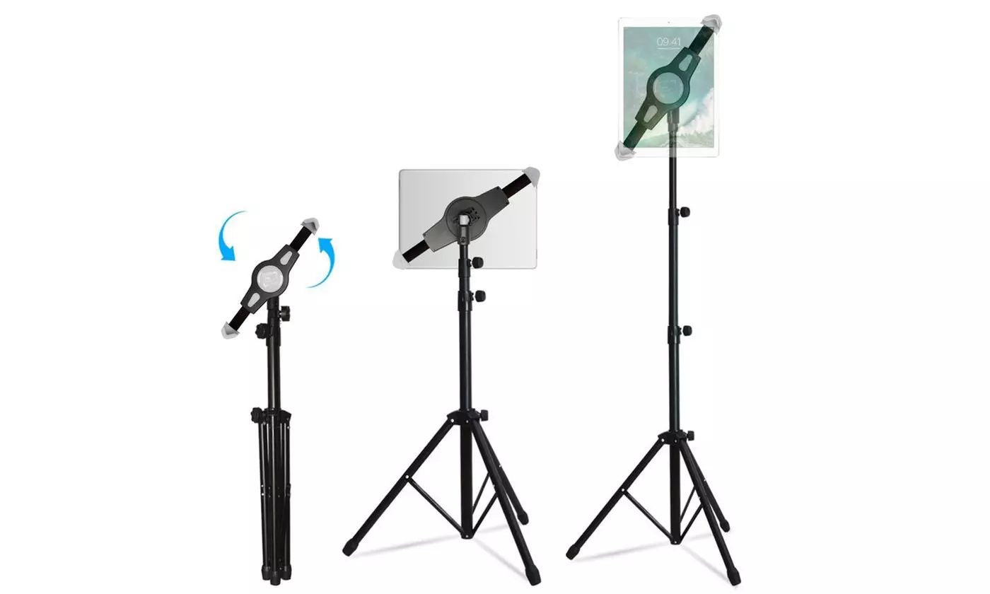 Foldable Floor Tablet Tripod Stand Mount iPad and Tablet Floor Height Adjustable - Primary Image
