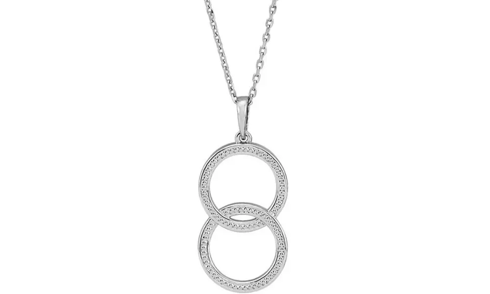 Paris Jewelry White Gold Plated Interlocking Beded 16-18 Necklace - Primary Image