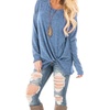 Image 4: Women Casual Hedging Kink Long Sleeve Stylish Twist Knot Front Blouse shirt