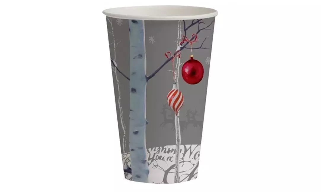 Creative Converting 207862 White Winter Christmas 12 oz. Cups - Primary Image