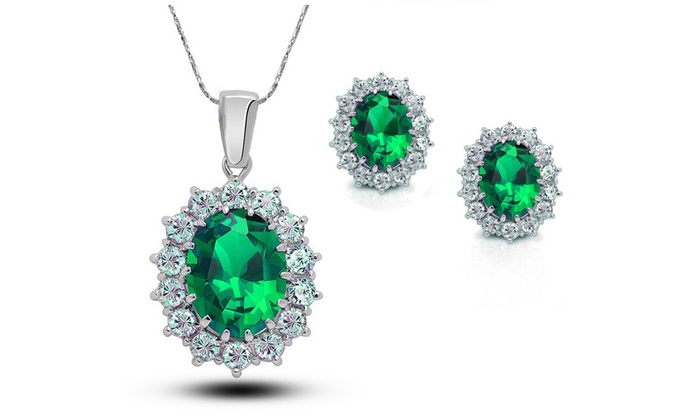 emerald and diamond necklace and earring set