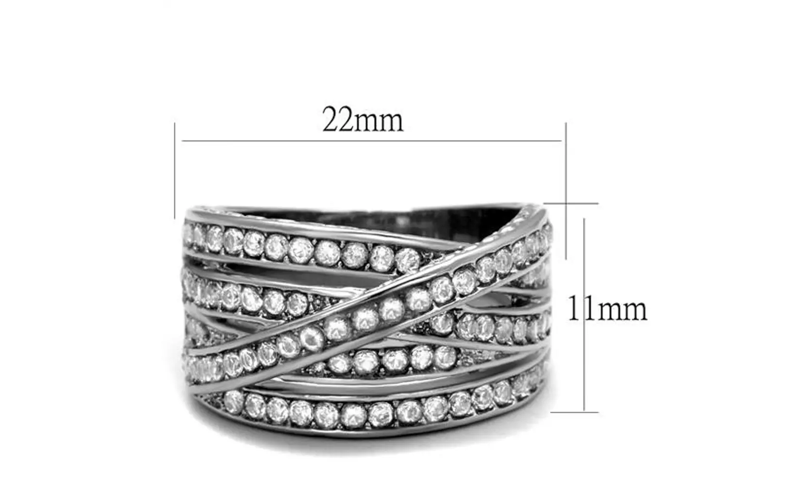 Womens Round Cut Cubic Zirconia and Stainless Steel Anniversary Ring