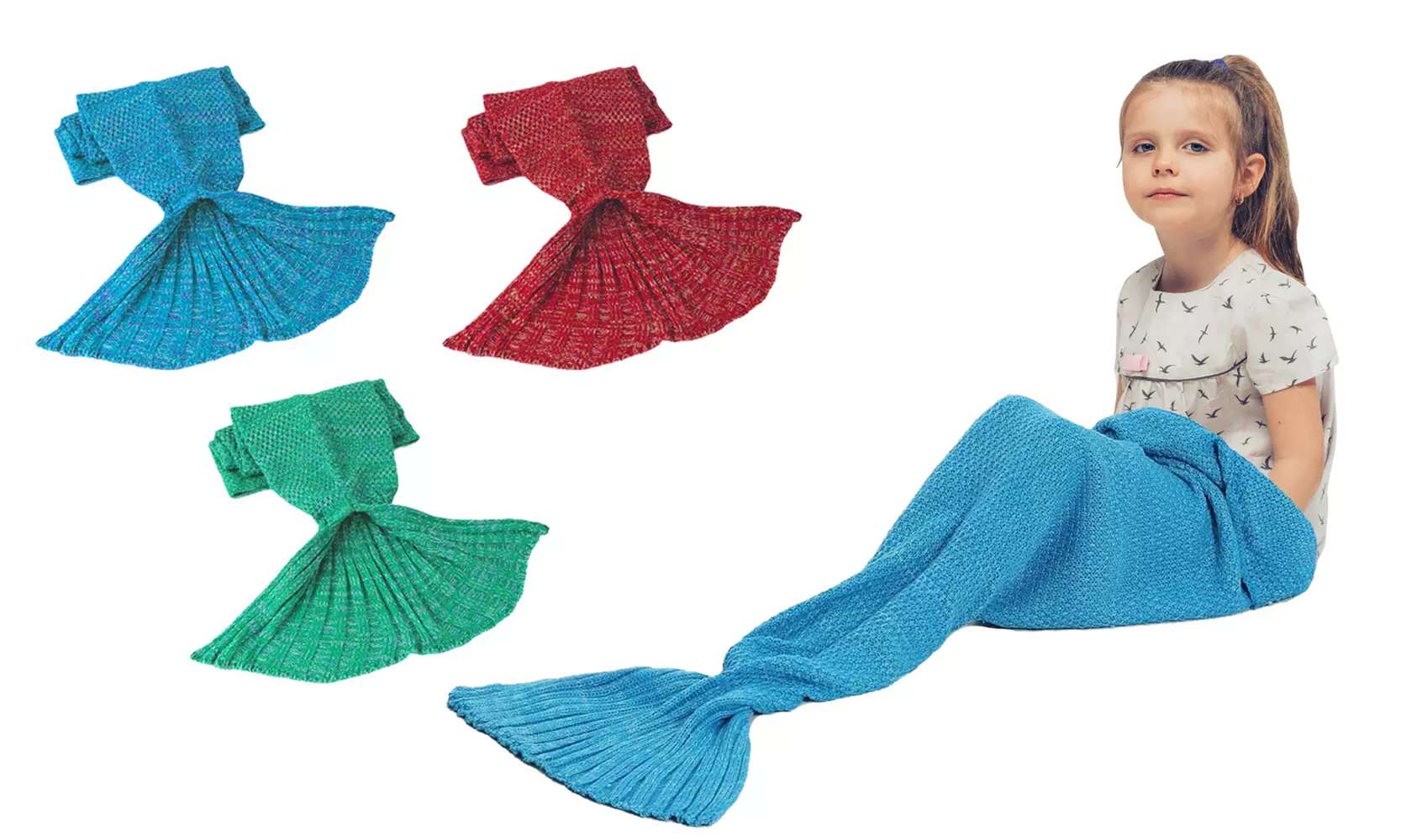 Super-Soft Knitted Kid's Mermaid Blanket