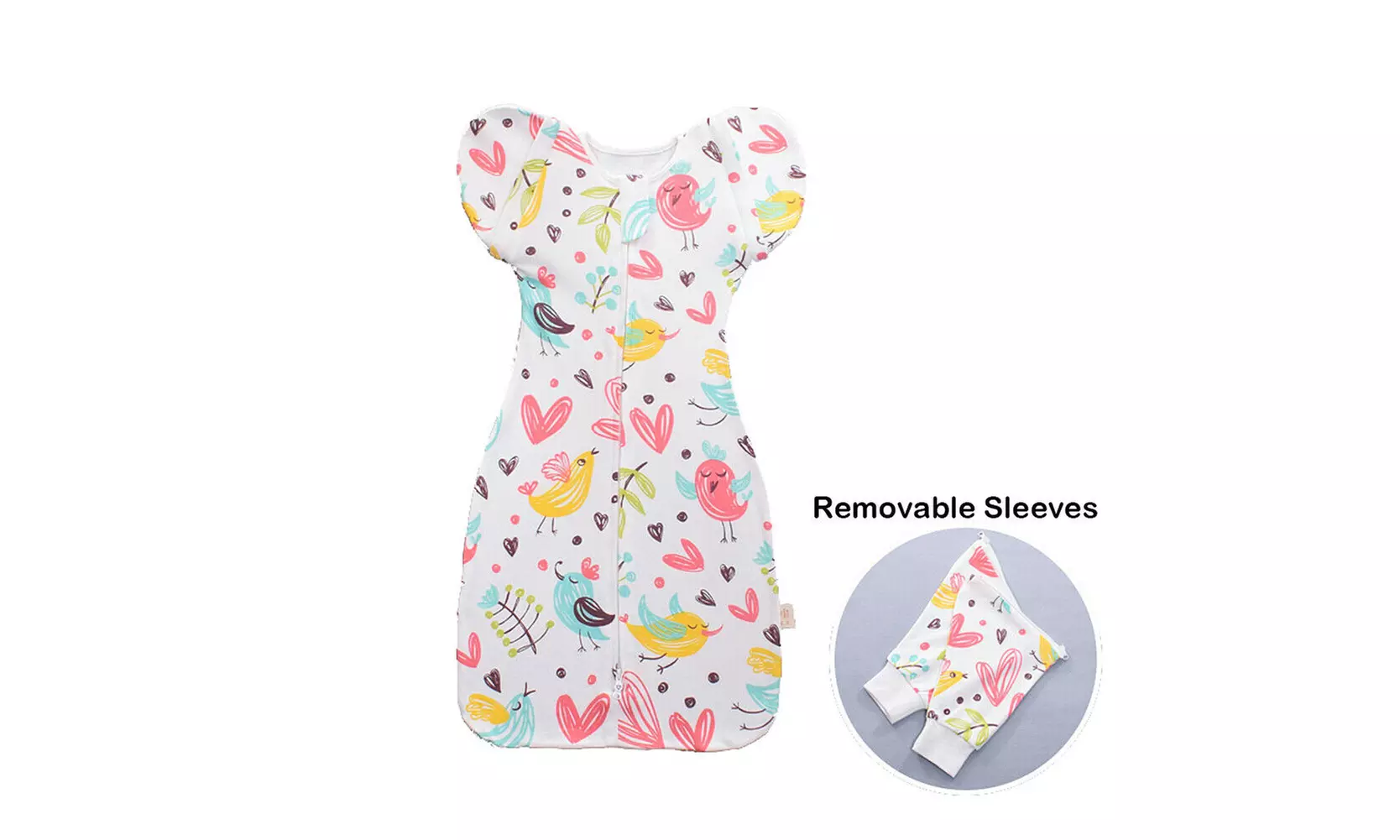 Baby Transitional Swaddle Sleep Bag Sack Arms Up w/ Removable Mitten Sleeves