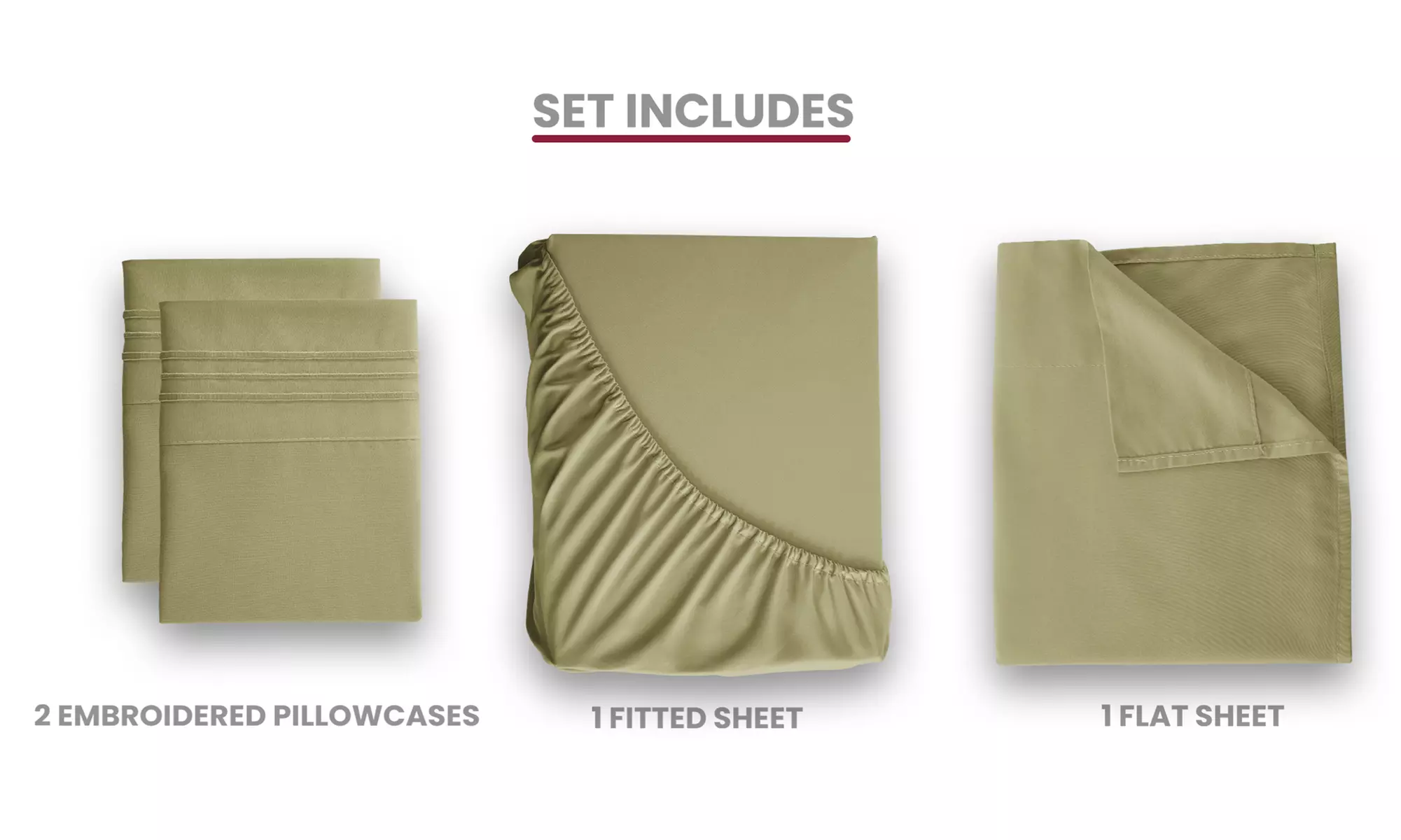 Lux Decor 4Pc Deep Pocket Sheet Set With Embroidered Pillowcases & Giftable Bag