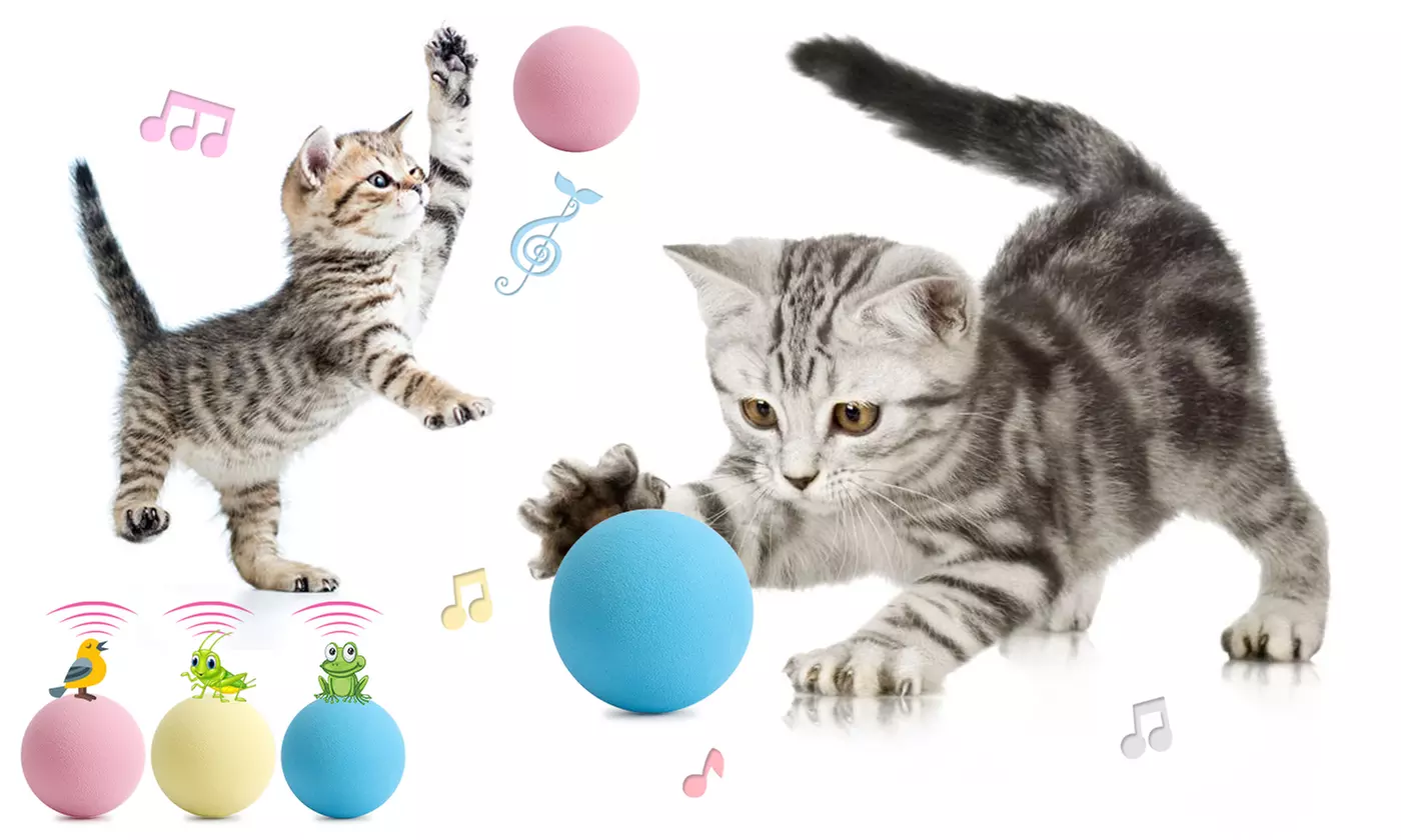 3PCS Cat Toy Gravity Ball Smart Touch Interactive Pet Squeak Balls 