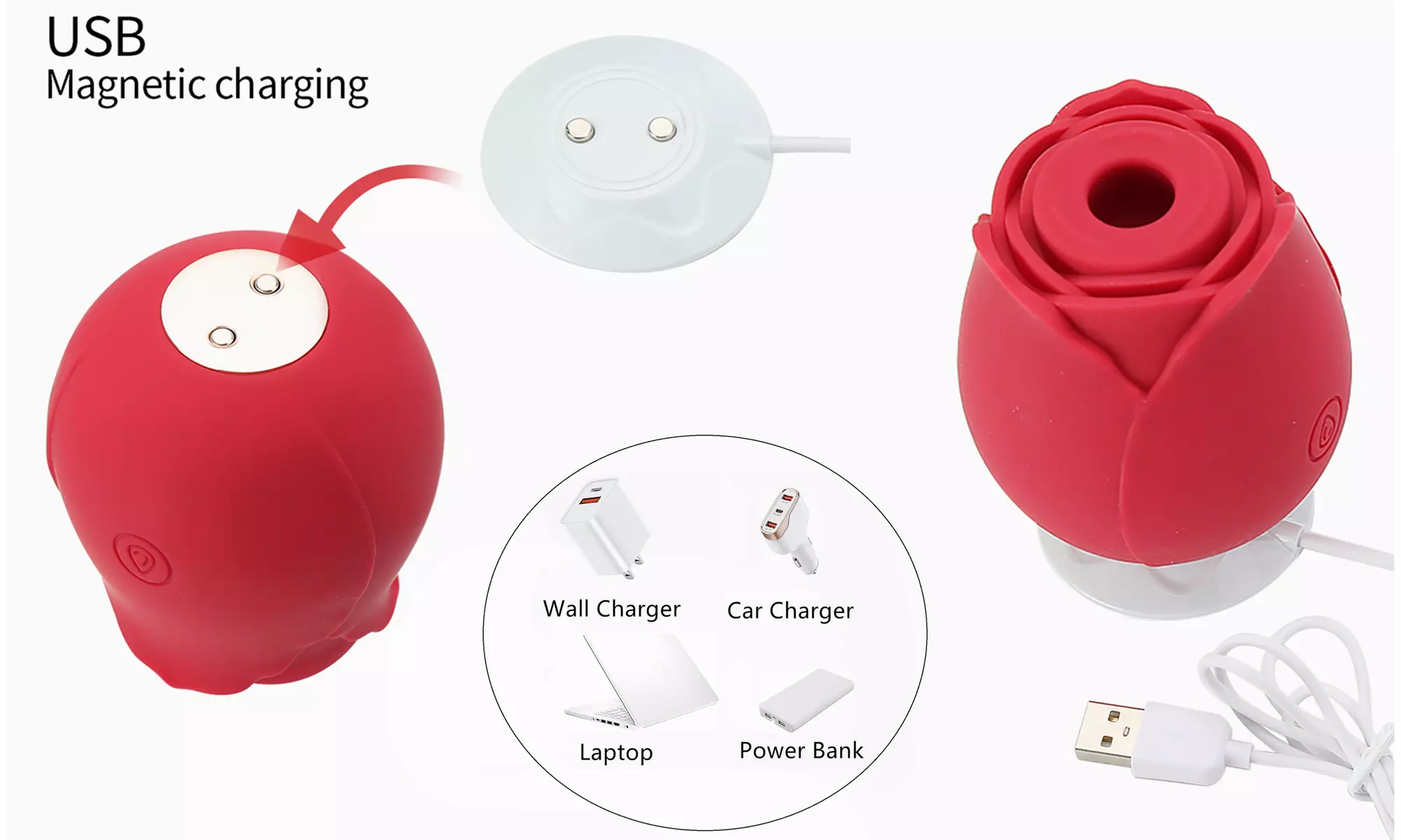Powerful Rose Shape Vagina Sucking Vibrator Nipple Clitoral Oral Sex Toy