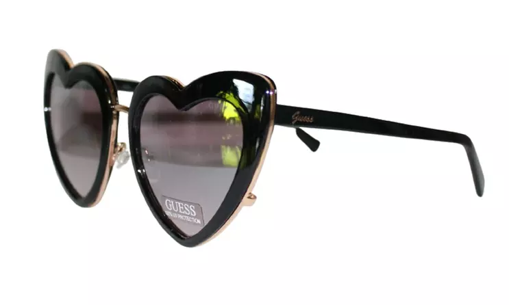 Guess Women Sunglasses GF6116/S-01U/Black Heart Shaped/Gray - Primary Image
