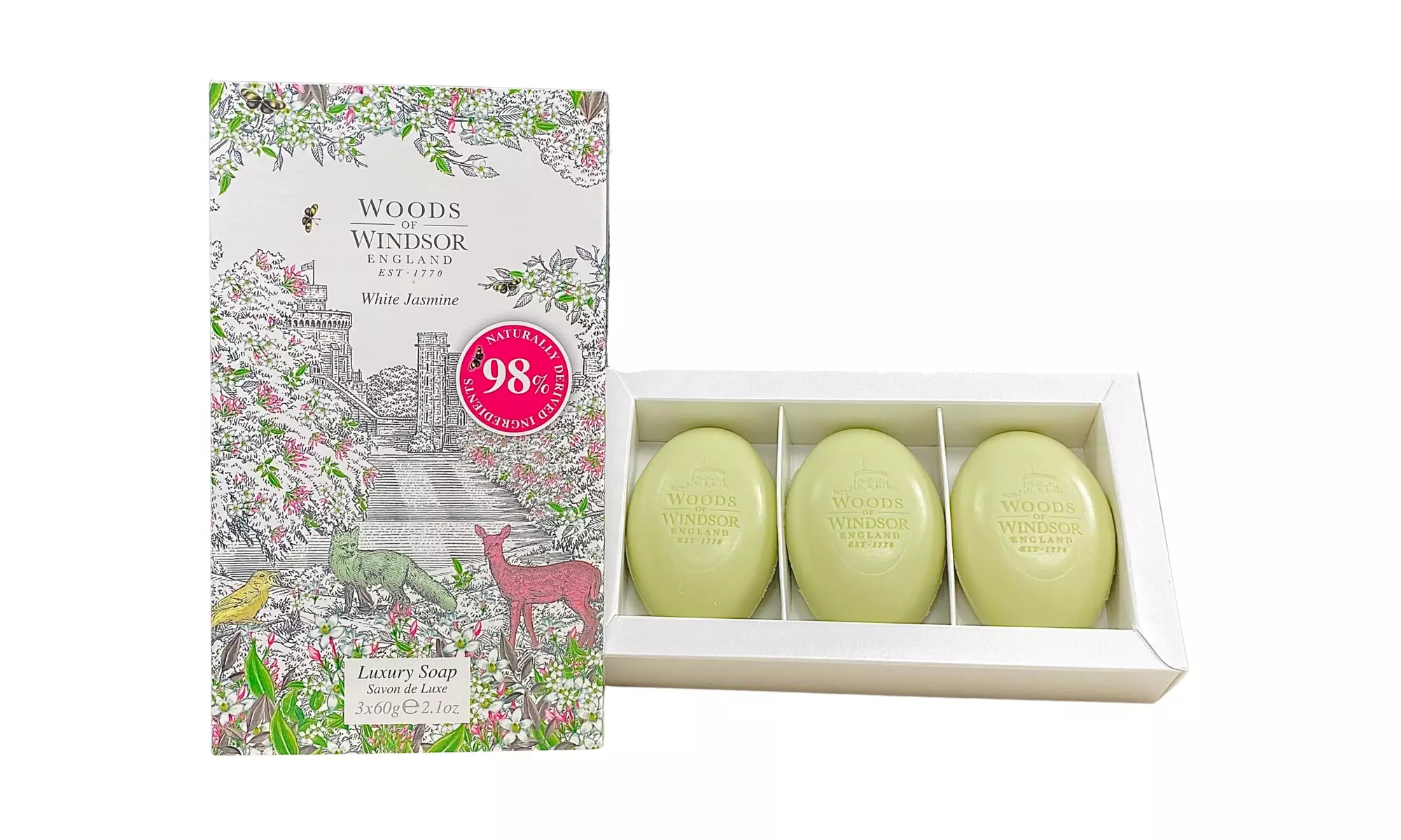 Woods of Windsor White Jasmine Luxury Soap for Women 3 Pack - 2.1 oz / 60 g - Second Medium