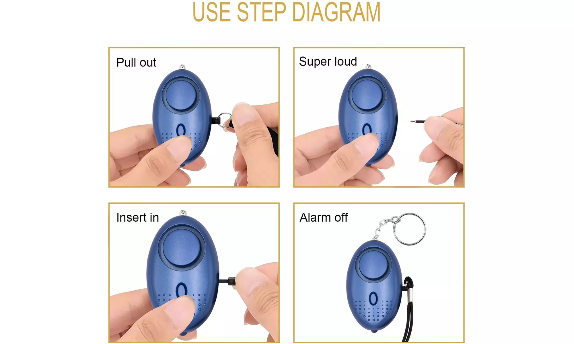 2-Pack Personal Security Alarm Keychain with LED Light